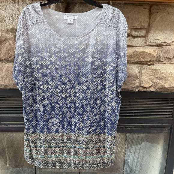 Liz Claiborne Tops - Liz Claiborne Blue and Gray Patterned sparkle Blouse
